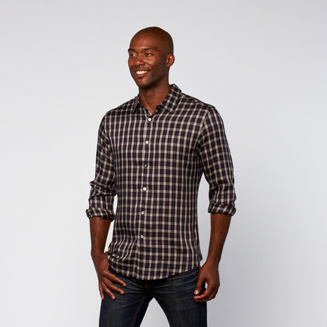 Plaid Long Sleeve Shirt // Black + Grey (XS)