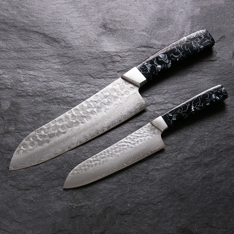 Santoku Kitchen Knife // Raffir Metalpool // Black (5" Blade)