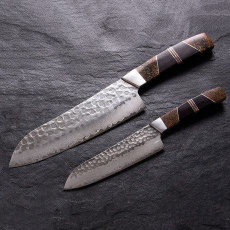 Santoku Kitchen Knife // Mammoth Bone + Wood (5" Blade)