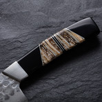 Santoku Kitchen Knife // Mammoth Molar + Onyx (5" Blade)