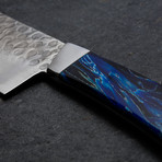 Kitchen Knife // Raffir Fiber Stripes // Blue (5" Blade)