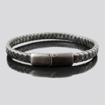 Leather Stainless Steel Modern Bracelet (Black)