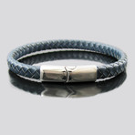 Leather Stainless Steel Modern Bracelet (Black)