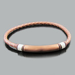 Leather + Stainless Steel Slim ID Bracelet (Brown)