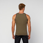 Dark Stripe Knit Tank // Navy + Yellow + White (XL)