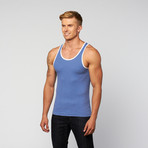 PowerFit Rib Ringer Workout Tank // Slate + White (M)