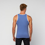 PowerFit Rib Ringer Workout Tank // Slate + White (M)