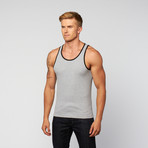 PowerFit Rib Ringer Workout Tank // Grey + Black (S)