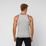 PowerFit Rib Ringer Workout Tank // Grey + Black (S)