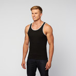 PowerFit Rib Ringer Workout Tank // Black + Grey (S)