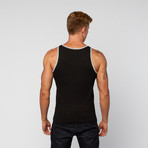 PowerFit Rib Ringer Workout Tank // Black + Grey (S)