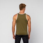 Jersey Ringer Tank // Olive + White (L)