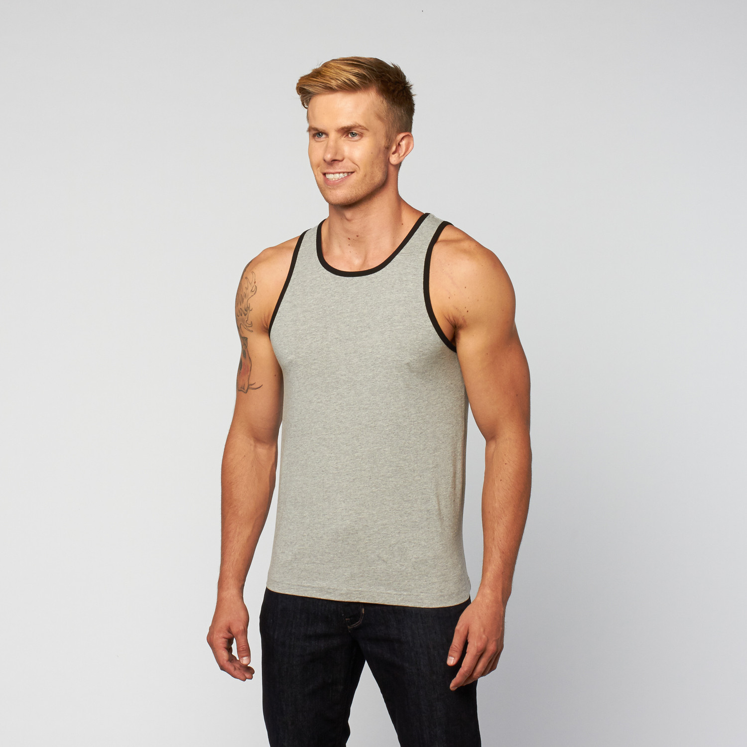 Jersey Ringer Tank // Grey + Black (XL) - ST33LE Brand - Touch of Modern