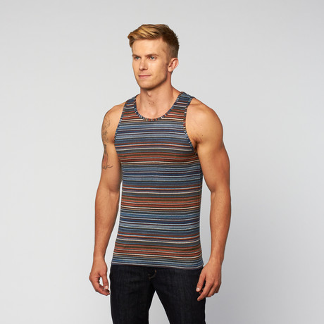 French Terry Multi-Stripe Tank // Royal + Coral (S)