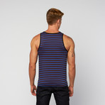 Tri-Color Stripe Knit Tank // Royal + Black + Orange (M)