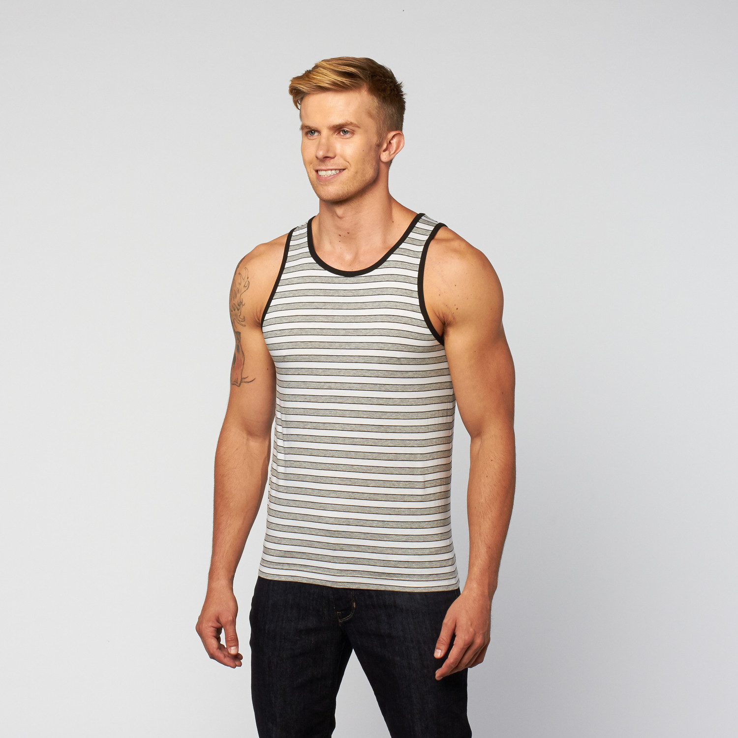 TriColor Stripe Knit Tank // Grey + Black + White (S) ST33LE Brand