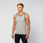 Tri-Color Stripe Knit Tank // Grey + Black + White (M)