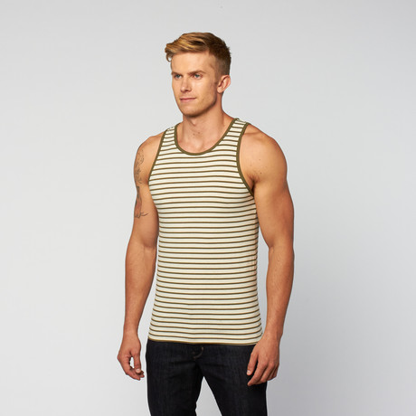 Sand Stripe Knit Tank // Olive + Sand (S)