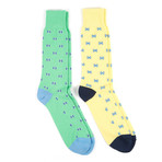 All Tied Up Socks // Pack of 2 // Green + Yellow