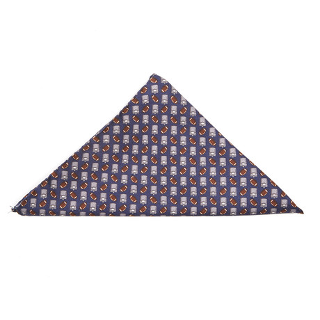 Flasks and Footballs Pocket Square // Navy