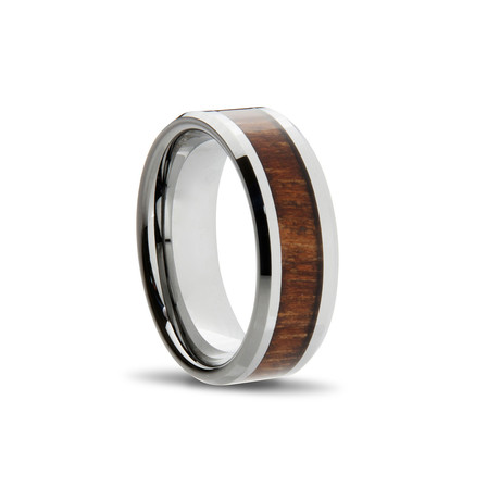 Urban Wood Tungsten Ring // Silver (Size 8)
