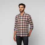 L.U.C.A. // Casual Plaid Button Up // Navy + Red (L)