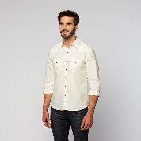 L.U.C.A. // Double Flap Pocket Button Up // Cream (S)