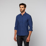 L.U.C.A. // Double Flap Pocket Button Up // Navy (2XL)