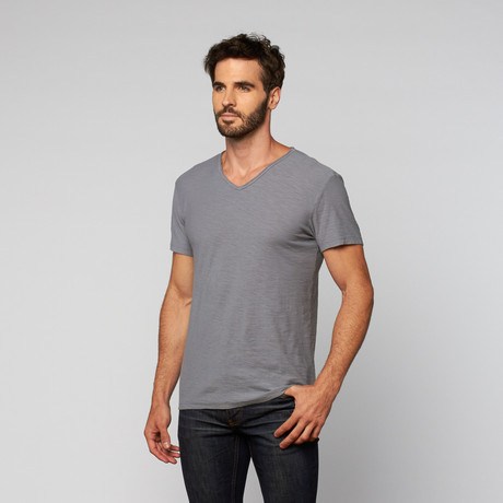 L.U.C.A. // Cotton V-Neck Tee // Slate (2XL)