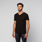 L.U.C.A. // Cotton V-Neck Tee // Black (XL)