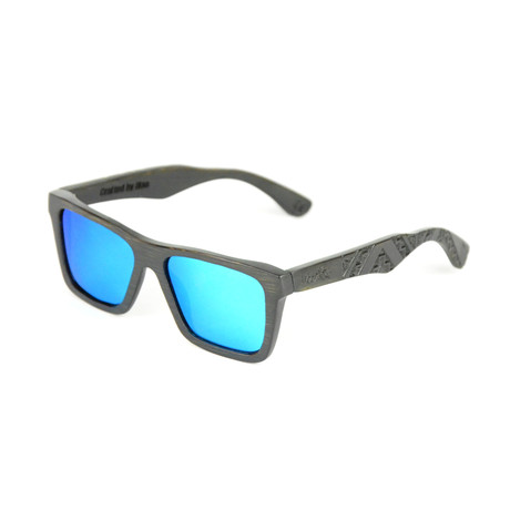 Johnny Cajj Sunglasses // Black Bamboo (Polarized Mirror Green)