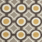 Mosaic Grey + Yellow Polyester Rug (3'L x 2'W)