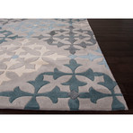 Paragon Grey + Blue Polyester Rug (3'L x 2'W)