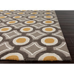 Mosaic Grey + Yellow Polyester Rug (3'L x 2'W)