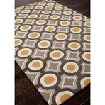 Mosaic Grey + Yellow Polyester Rug (3'L x 2'W)