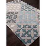 Paragon Grey + Blue Polyester Rug (3'L x 2'W)