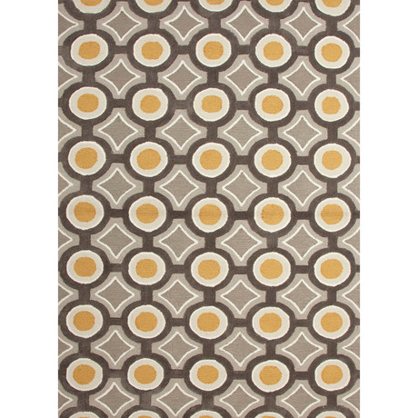 Mosaic Grey + Yellow Polyester Rug (3'L x 2'W)