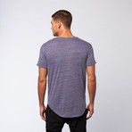 Curved Bottom Tee + Pocket // Heather Navy (S)