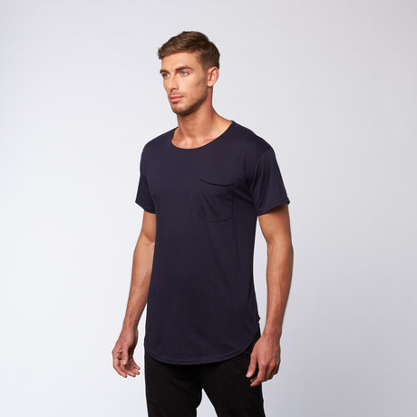 Curved Bottom Tee + Pocket // Navy (S)