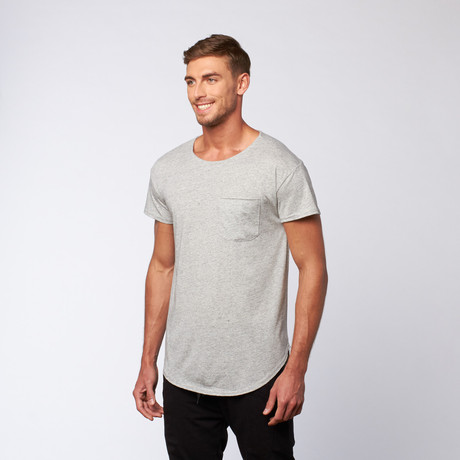 Curved Bottom Tee + Pocket // Marble Grey (S)