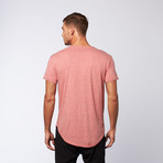 Curved Bottom Tee + Pocket // Heather Red (S)