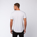 Curved Bottom Tee + Pocket // Heather White (S)