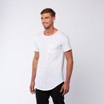 Curved Bottom Tee + Pocket // White (S)