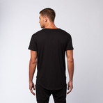 Curved Bottom Tee + Pocket // Black (S)