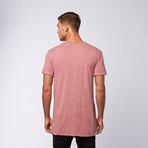 Side Slit Long Tee + Pocket // Heather Red (3XL)