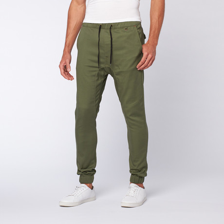 Drop Crotch Joggers // Olive (30)