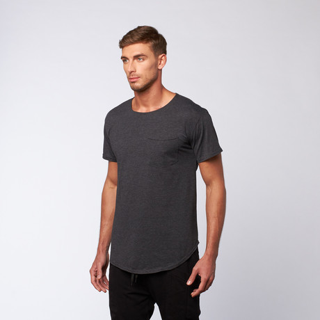 Curved Bottom Tee + Pocket // Charcoal (S)