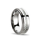 Carbon Fiber Weave Ring // Silver (Size 9.5)