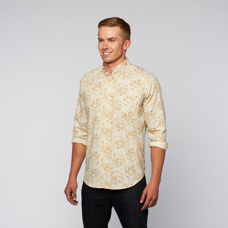 Psycho Flower Long Sleeve Button Up // Yellow (S)