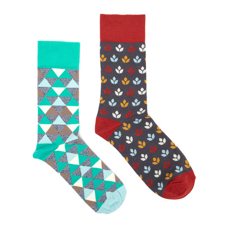 PACT // Clover Sailboats + Granite Combine Crew Sock // 2-Pack